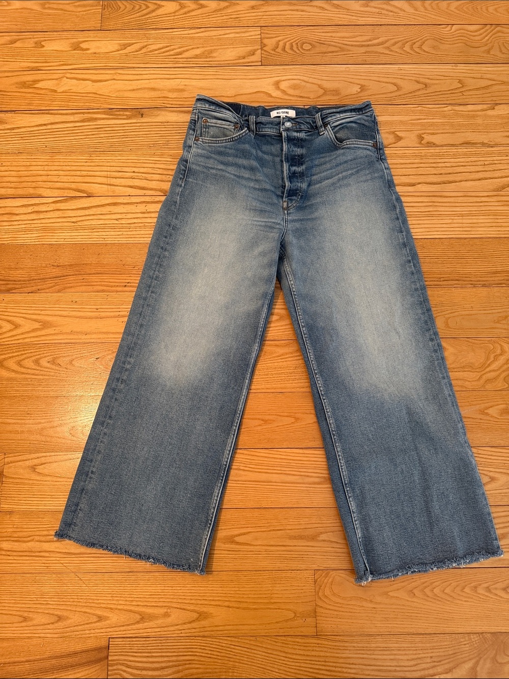 Re/Done High-Rise Wide Leg Jeans in Light Blue - Women Size 30